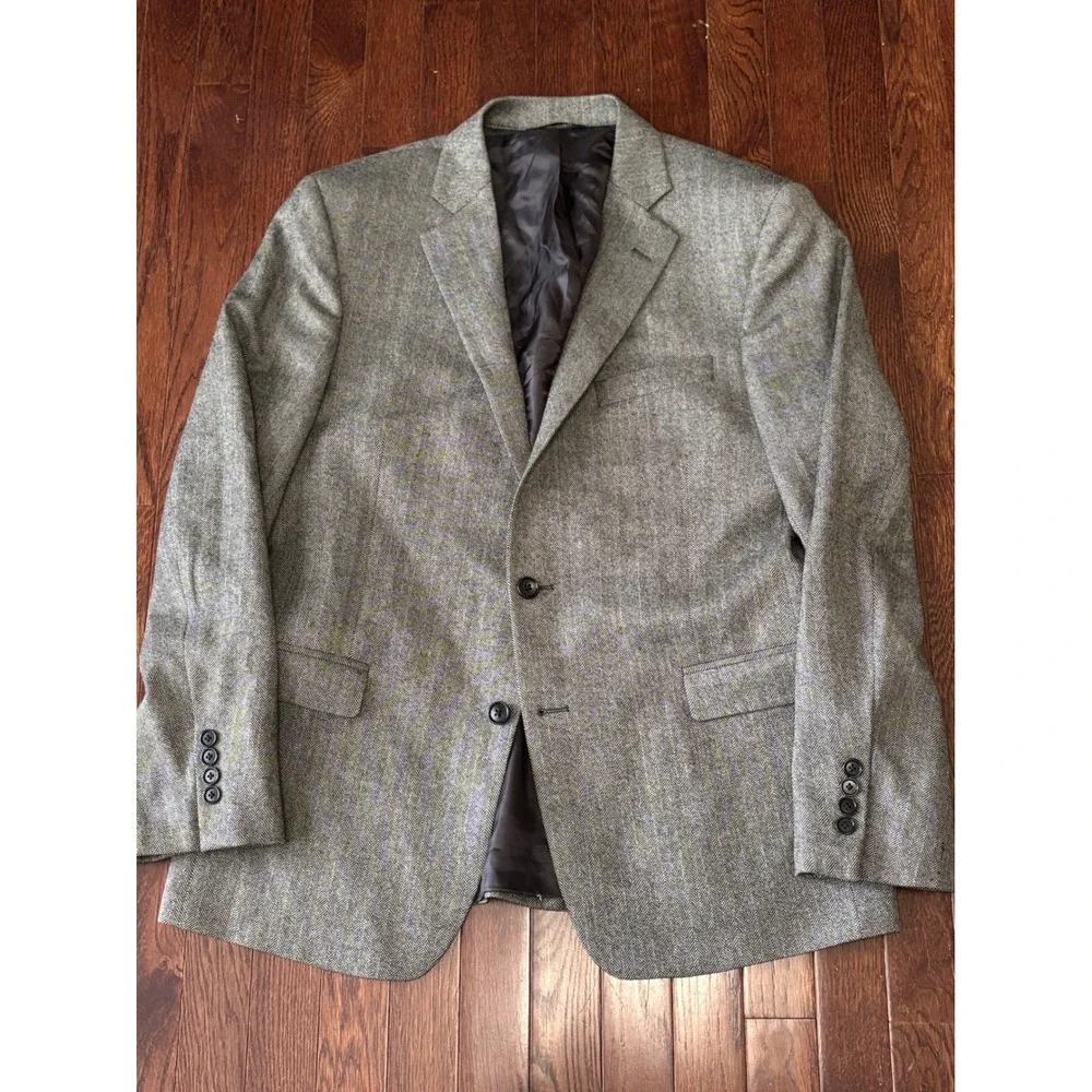 Brooks Brothers Regent Fit 42R Grey Herringbone 100% Wool Sport Coat Blazer